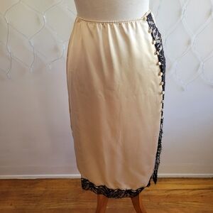 Retro Victoria's Secret Button Down Slip • Black & Muted Gold • Small Petite